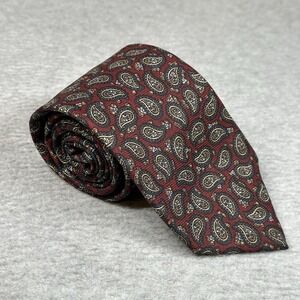 VTG JG Hook Burgundy Paisley Silk Tie Mens Classic Wide 90s Necktie